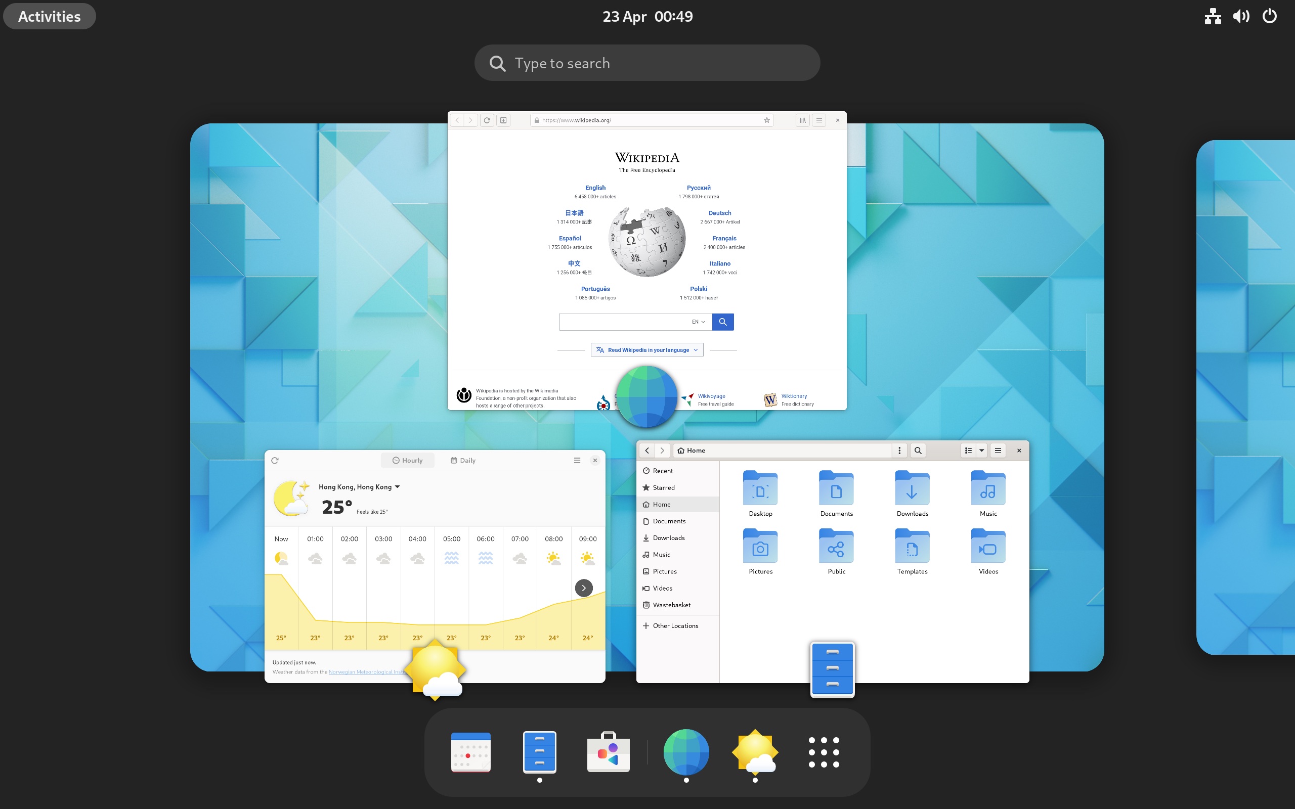 GNOME 42 Activities overview