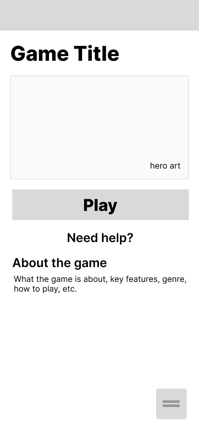 Game screen on a mobile device