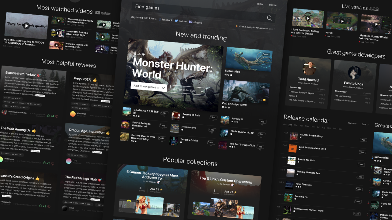 RAWG Main page