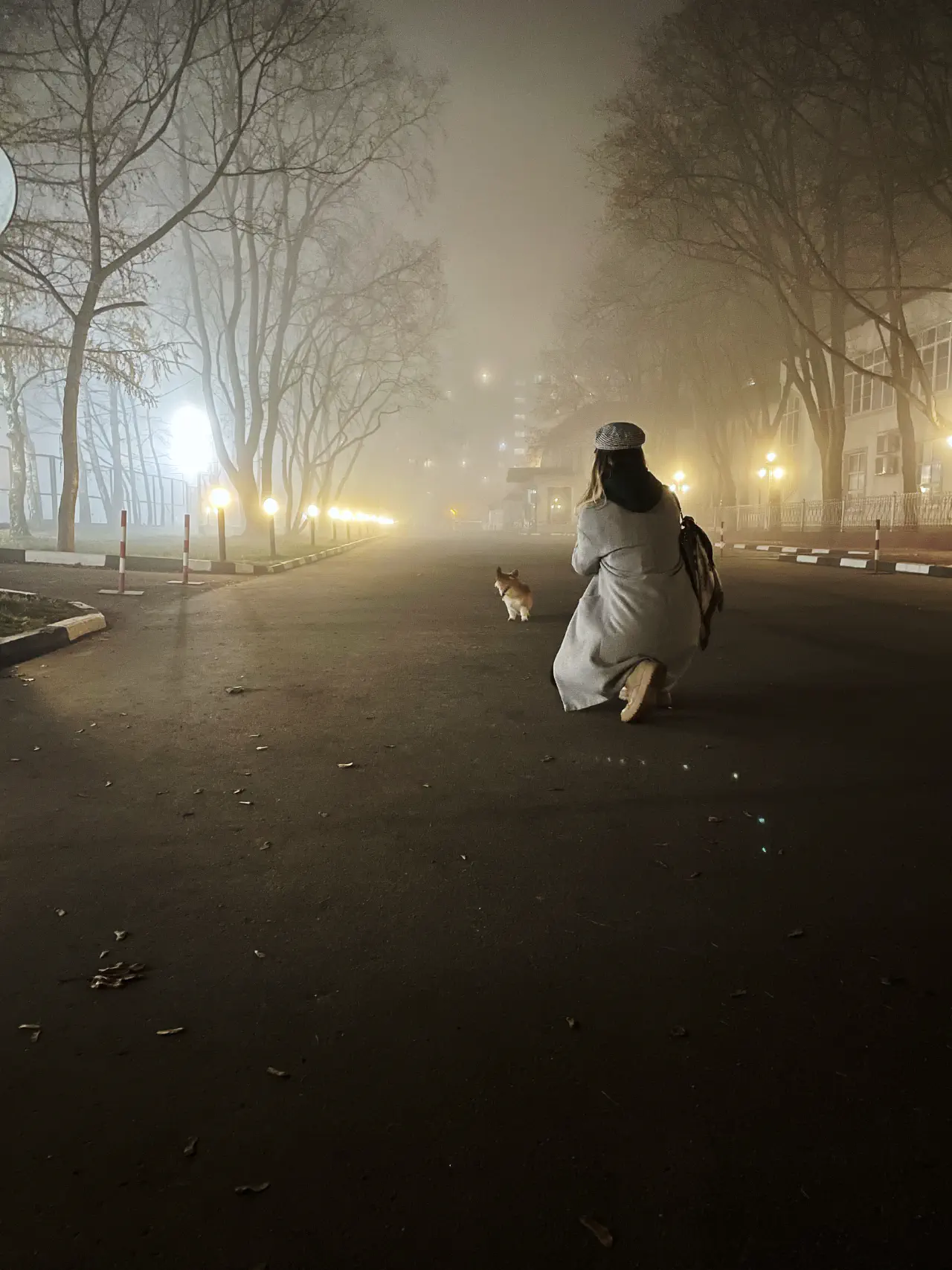 01-Trudi posing for a photo standing on a foggy road in the evening.jpg
